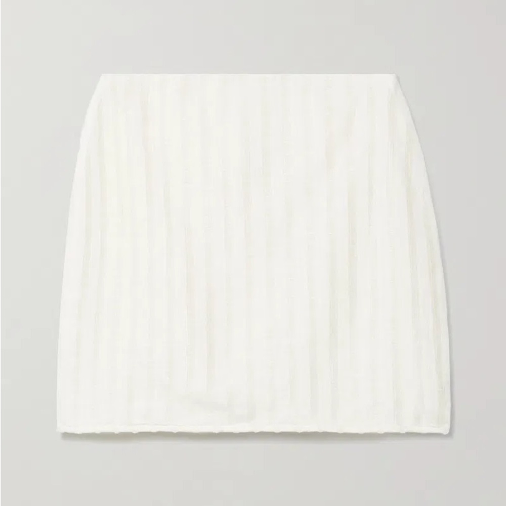 SAVANNAH MORROW Dylan Striped Linen Mini Skirt